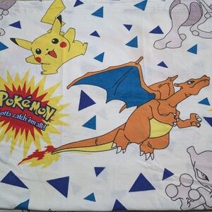 Vintage Pokemon Cotton Flannel Twin Flat Sheet